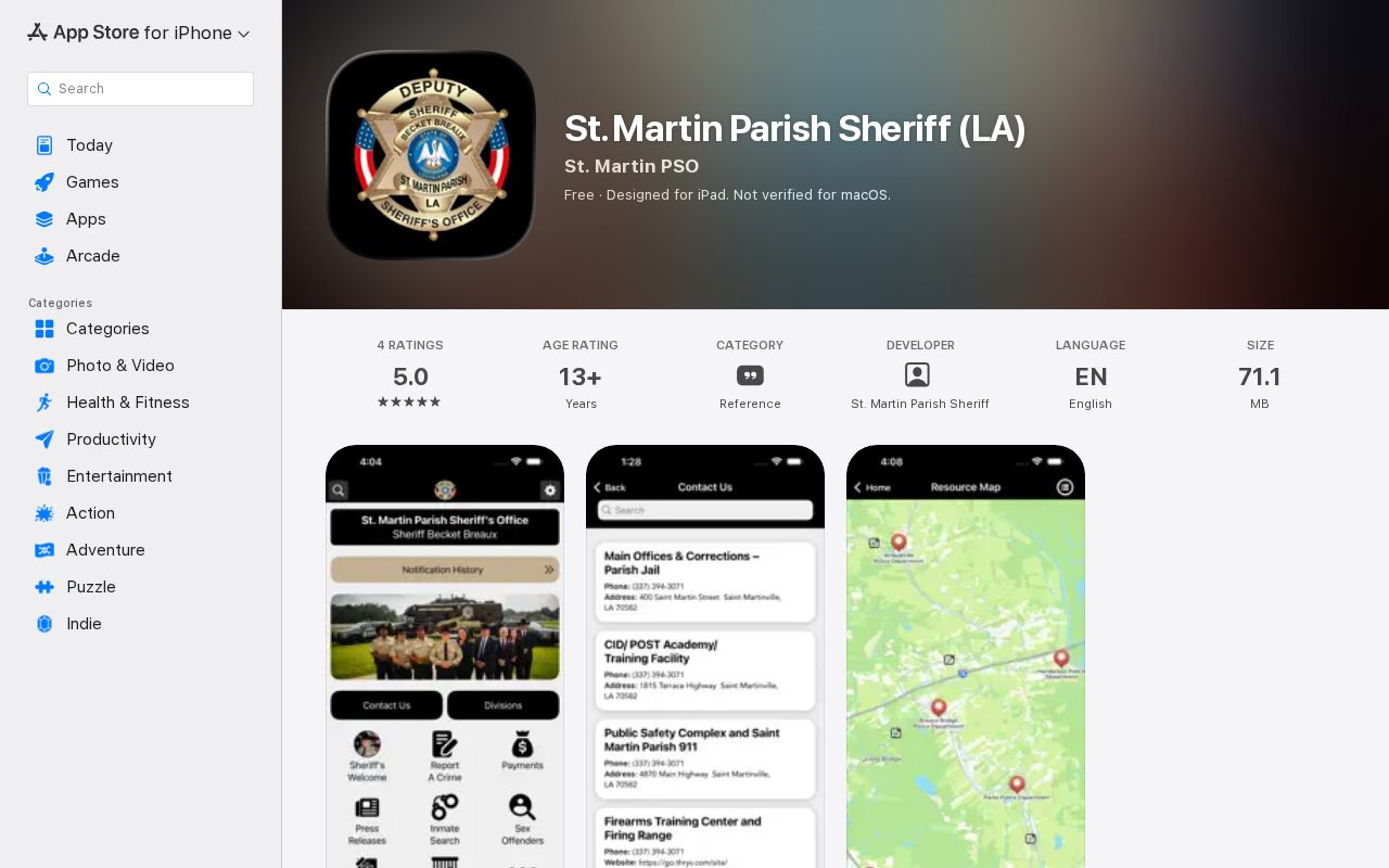 Official St. Martin Parish Sheriff app checked for released inmate mugshot features