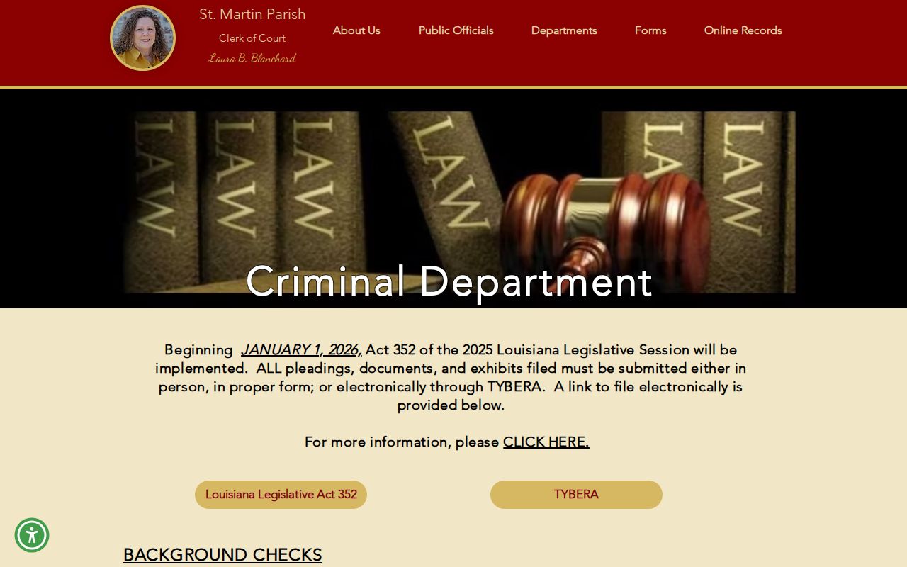 St. Martin Parish release records and Clerk expungement information