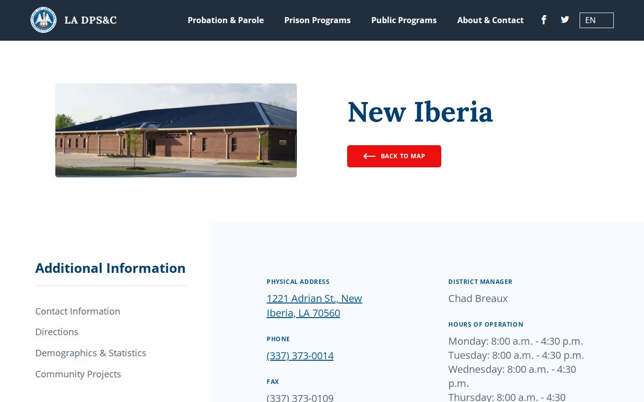 New Iberia office for St. Martin Parish parole and probation verification