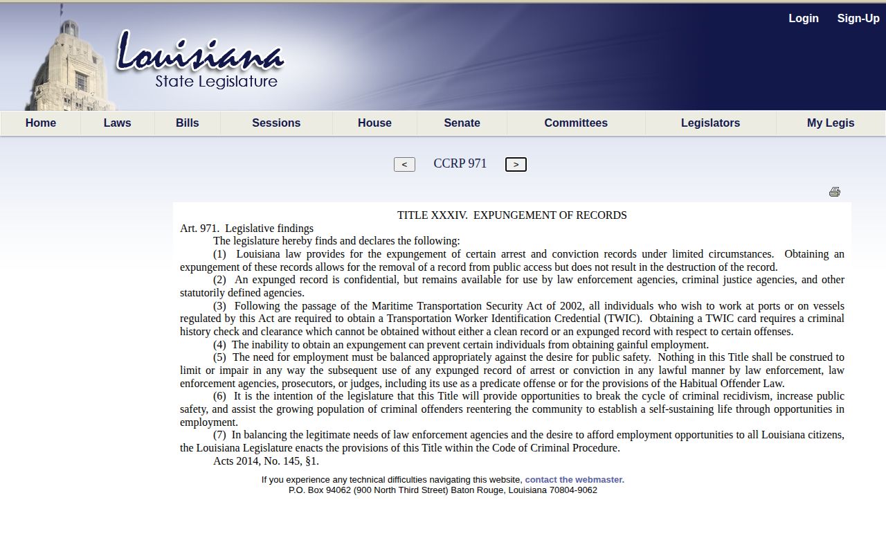 Louisiana expungement Article 971 affecting St. Martin released inmate mugshots