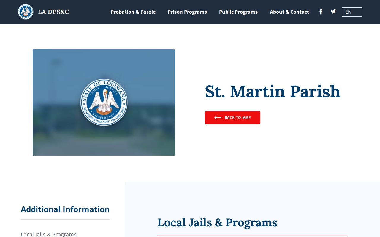 St. Martin Parish Correctional Center release contacts in the DPS&C directory